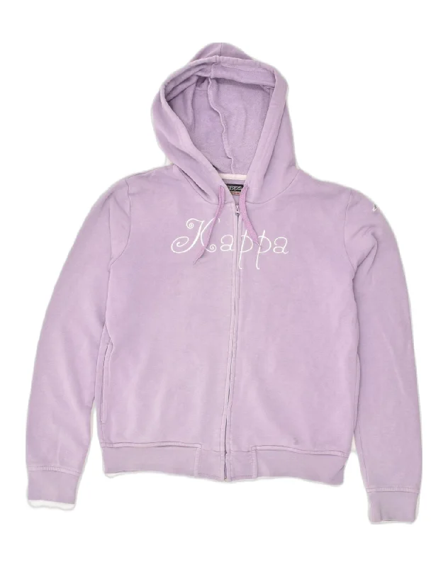KAPPA Womens Zip Hoodie Sweater UK 14 Medium Purple Cotton Fitted Slim Tailored