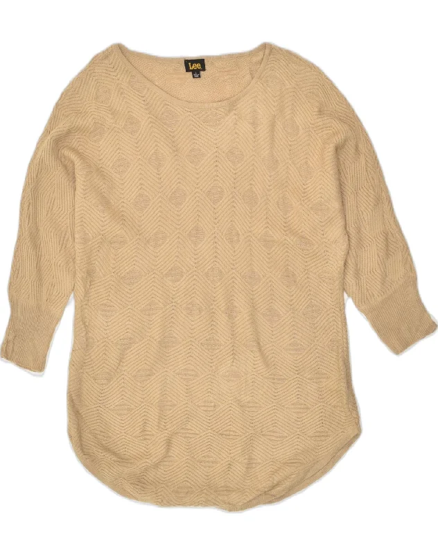 LEE Womens 3/4 Sleeve Boat Neck Jumper Sweater UK 16 Large Brown Elegant Classic Vintage LEE Womens 3/4 Sleeve Boat Neck Jumper Sweater UK 16 Large Brown Elegant Classic Vintage