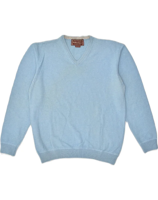 MARLBORO CLASSICS Womens V-Neck Jumper Sweater UK 22 3XL Blue Wool Stretchy Elastic Breathable MARLBORO CLASSICS Womens V-Neck Jumper Sweater UK 22 3XL Blue Wool Stretchy Elastic Breathable