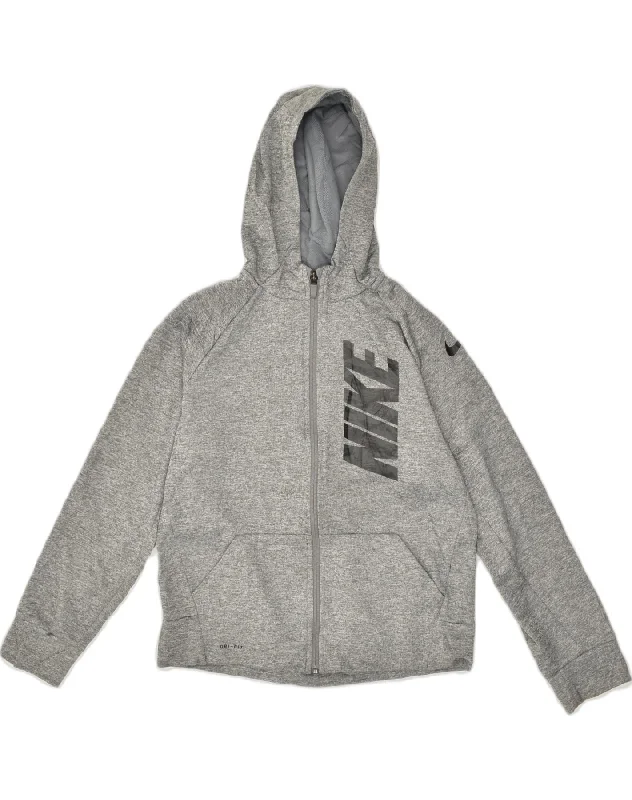 NIKE Womens Dri Fit Zip Hoodie Sweater UK 14 Large Grey Polyester Zippered Buttoned Snapped NIKE Womens Dri Fit Zip Hoodie Sweater UK 14 Large Grey Polyester Zippered Buttoned Snapped