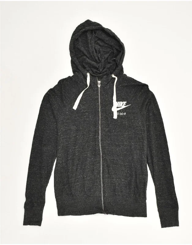 NIKE Womens Zip Hoodie Sweater UK 10 Small Grey Pinstripe Cotton Beaded Sweater Sequined Faux Fur NIKE Womens Zip Hoodie Sweater UK 10 Small Grey Pinstripe Cotton Beaded Sweater Sequined Faux Fur
