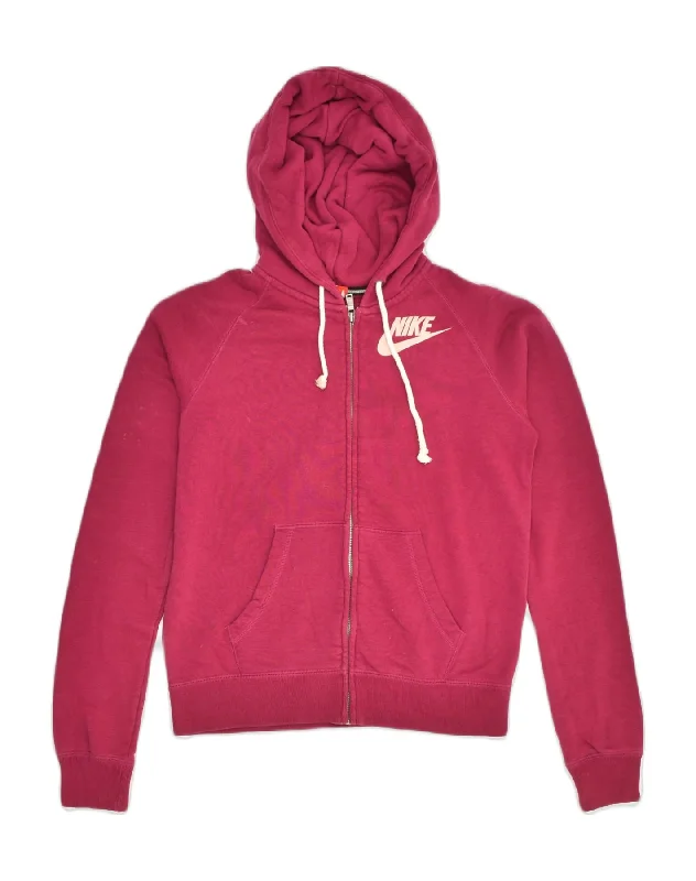 NIKE Womens Zip Hoodie Sweater UK 10 Small Pink Terry Blend Velvet Blend Canvas Blend NIKE Womens Zip Hoodie Sweater UK 10 Small Pink Terry Blend Velvet Blend Canvas Blend