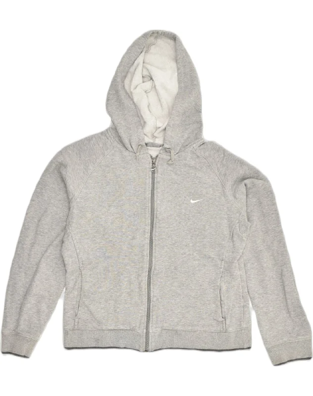 NIKE Womens Zip Hoodie Sweater UK 16 Large Grey Cotton Boat Neck Shawl Collar Notched Collar NIKE Womens Zip Hoodie Sweater UK 16 Large Grey Cotton Boat Neck Shawl Collar Notched Collar