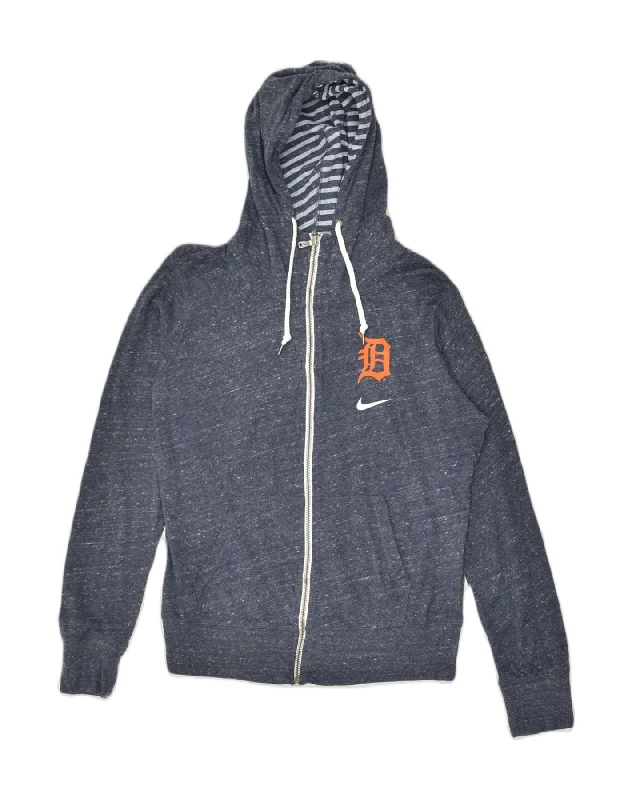 NIKE Womens Zip Hoodie Sweater UK 16 Large Navy Blue Flecked Cotton Toggled Drawstring Belted NIKE Womens Zip Hoodie Sweater UK 16 Large Navy Blue Flecked Cotton Toggled Drawstring Belted