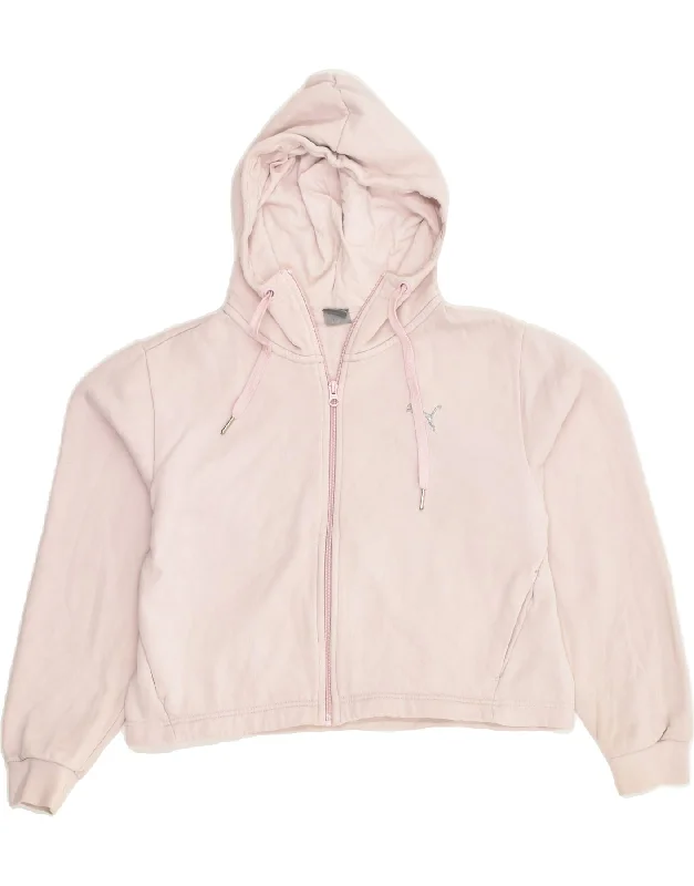 PUMA Womens Crop Oversized Zip Hoodie Sweater UK 14 Medium Pink