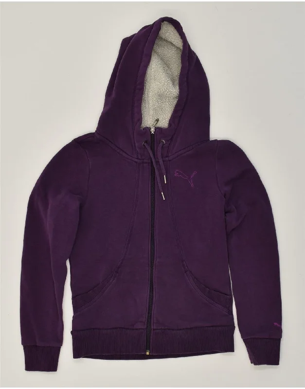 PUMA Womens Zip Hoodie Sweater UK 10 Small Purple Front Pockets Side Pockets Patch Pockets PUMA Womens Zip Hoodie Sweater UK 10 Small Purple Front Pockets Side Pockets Patch Pockets