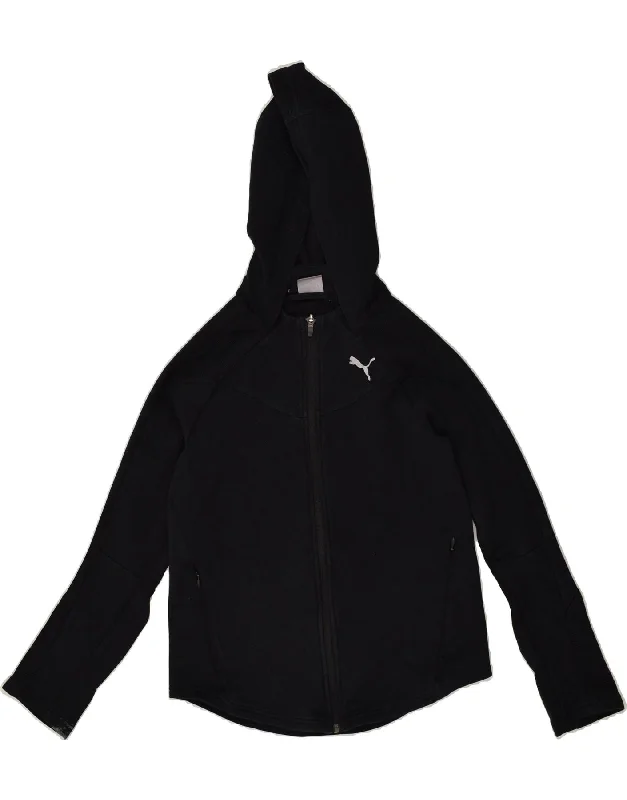 PUMA Womens Zip Hoodie Sweater UK 6 XS Black Cotton