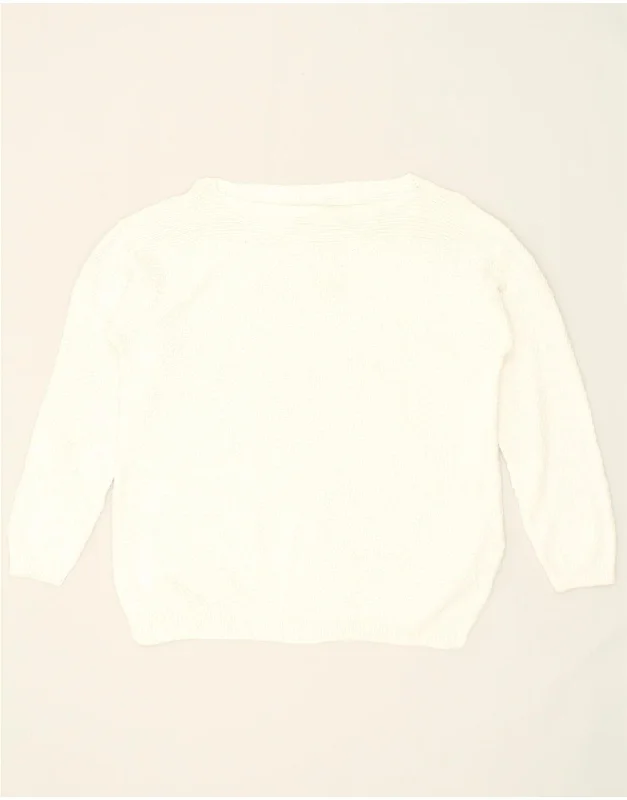 RALPH LAUREN Womens Boat Neck Jumper Sweater UK 14 Medium Off White Cotton Terry Terry Cloth Terry Knit RALPH LAUREN Womens Boat Neck Jumper Sweater UK 14 Medium Off White Cotton Terry Terry Cloth Terry Knit