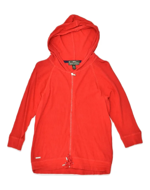 RALPH LAUREN Womens Zip Hoodie Sweater UK 12 Medium Red Cotton Velvet Chenille Corduroy RALPH LAUREN Womens Zip Hoodie Sweater UK 12 Medium Red Cotton Velvet Chenille Corduroy