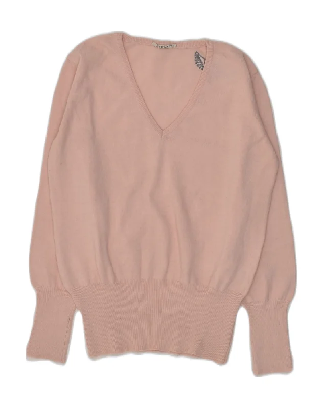 REPLAY Womens Slim Fit V-Neck Jumper Sweater UK 18 XL Pink Alpaca Wool Graphic Sweater Embroidered Appliqued REPLAY Womens Slim Fit V-Neck Jumper Sweater UK 18 XL Pink Alpaca Wool Graphic Sweater Embroidered Appliqued
