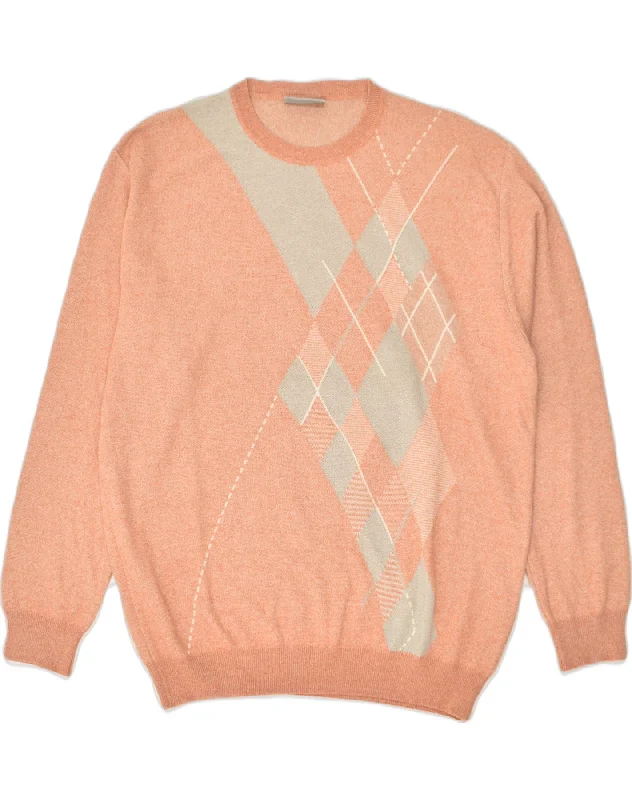 RODES Womens Crew Neck Jumper Sweater UK 20 2XL Beige Argyle/Diamond Knit Fabric Woven Fabric Fleece Fabric RODES Womens Crew Neck Jumper Sweater UK 20 2XL Beige Argyle/Diamond Knit Fabric Woven Fabric Fleece Fabric
