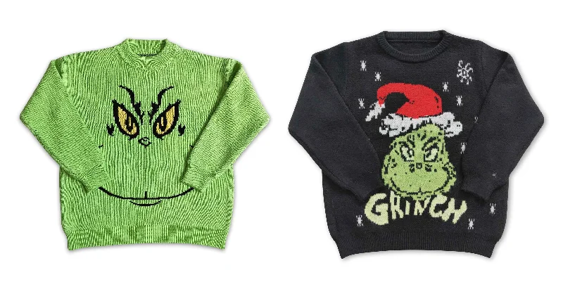 RTS NO MOQ Christmas clothes grinch sweater grinch Black green match Polka Dot Checkered Tartan RTS NO MOQ Christmas clothes grinch sweater grinch Black green match Polka Dot Checkered Tartan