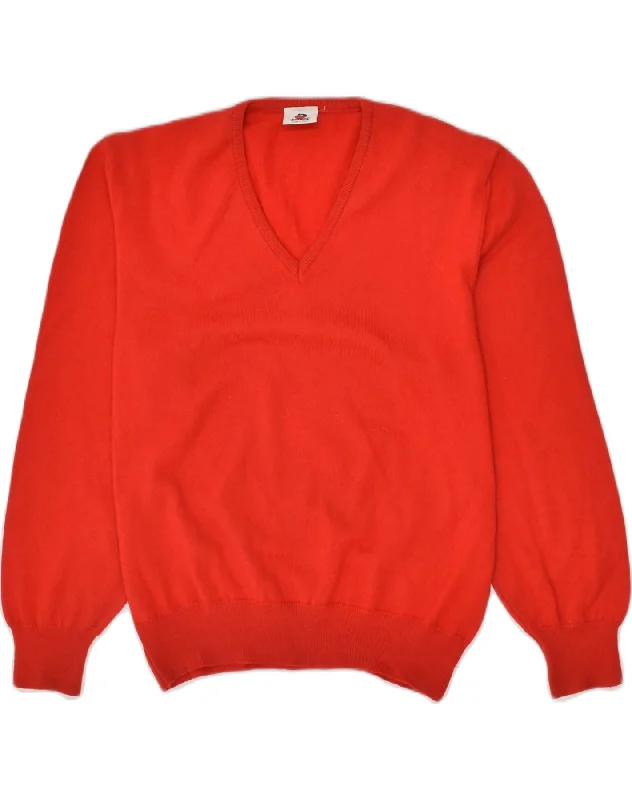 SEVRES Womens V-Neck Jumper Sweater IT 52 2XL Red Wool Rayon Fabric Velvet Fabric Corduroy Fabric SEVRES Womens V-Neck Jumper Sweater IT 52 2XL Red Wool Rayon Fabric Velvet Fabric Corduroy Fabric