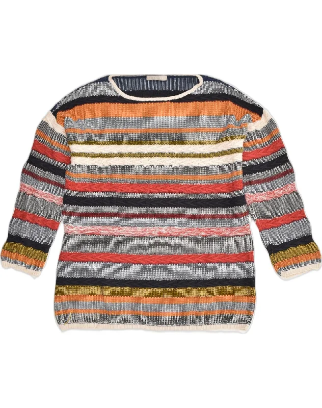 STEFANEL Womens Boat Neck Jumper Sweater UK 12 Medium Multicoloured Open Front Closed Front Wrap Front STEFANEL Womens Boat Neck Jumper Sweater UK 12 Medium Multicoloured Open Front Closed Front Wrap Front