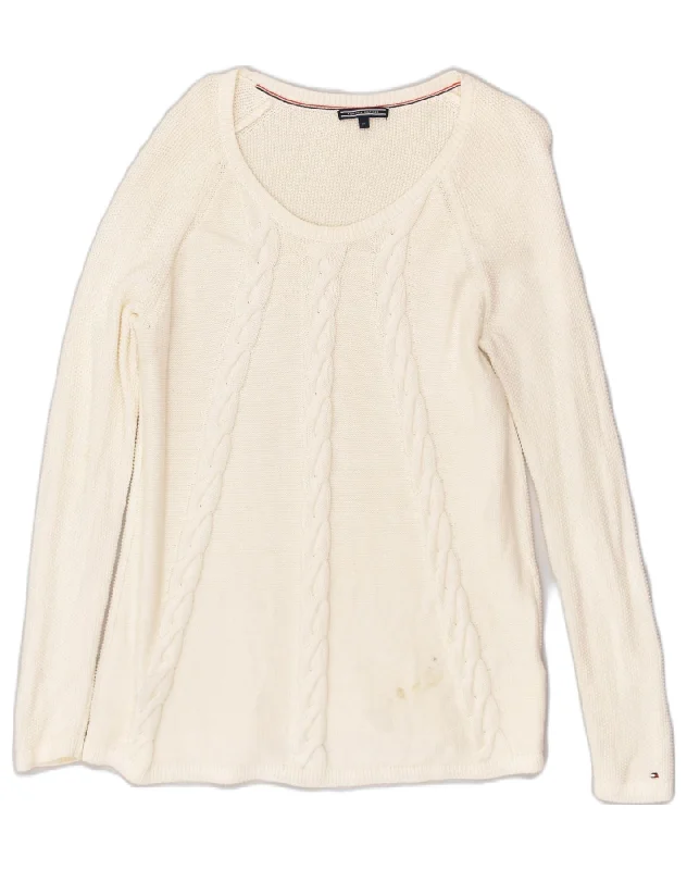 TOMMY HILFIGER Womens Boat Neck Jumper Sweater UK 12 Medium Off White Bright Pastel Dark TOMMY HILFIGER Womens Boat Neck Jumper Sweater UK 12 Medium Off White Bright Pastel Dark
