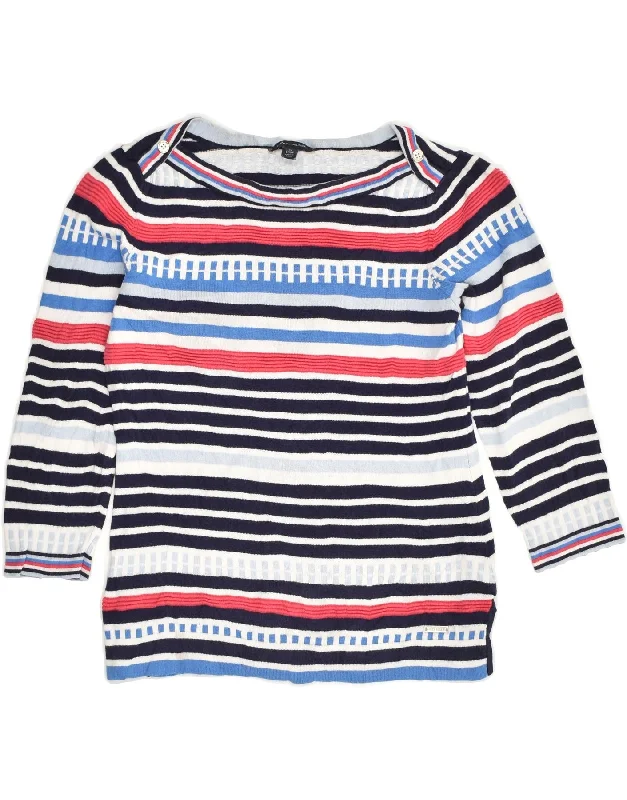 TOMMY HILFIGER Womens Boat Neck Jumper Sweater UK 6 XS Multicoloured