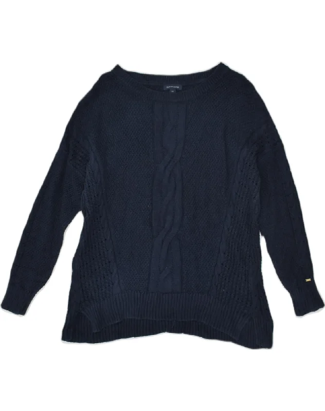TOMMY HILFIGER Womens Crew Neck Jumper Sweater UK 16 Large Navy Blue Stylish Fashionable Trendy TOMMY HILFIGER Womens Crew Neck Jumper Sweater UK 16 Large Navy Blue Stylish Fashionable Trendy