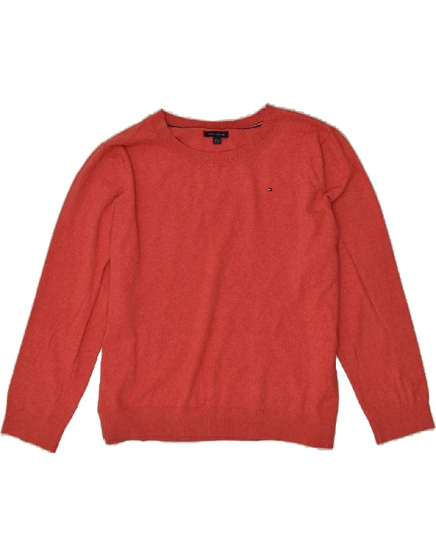 TOMMY HILFIGER Womens Tall Crew Neck Jumper Sweater UK 20 2XL Red Cotton