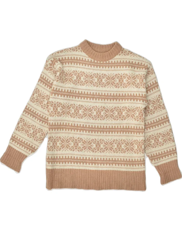 VINTAGE Womens Crew Neck Jumper Sweater IT 50 XL Beige Striped Wool Houndstooth Herringbone Solid VINTAGE Womens Crew Neck Jumper Sweater IT 50 XL Beige Striped Wool Houndstooth Herringbone Solid