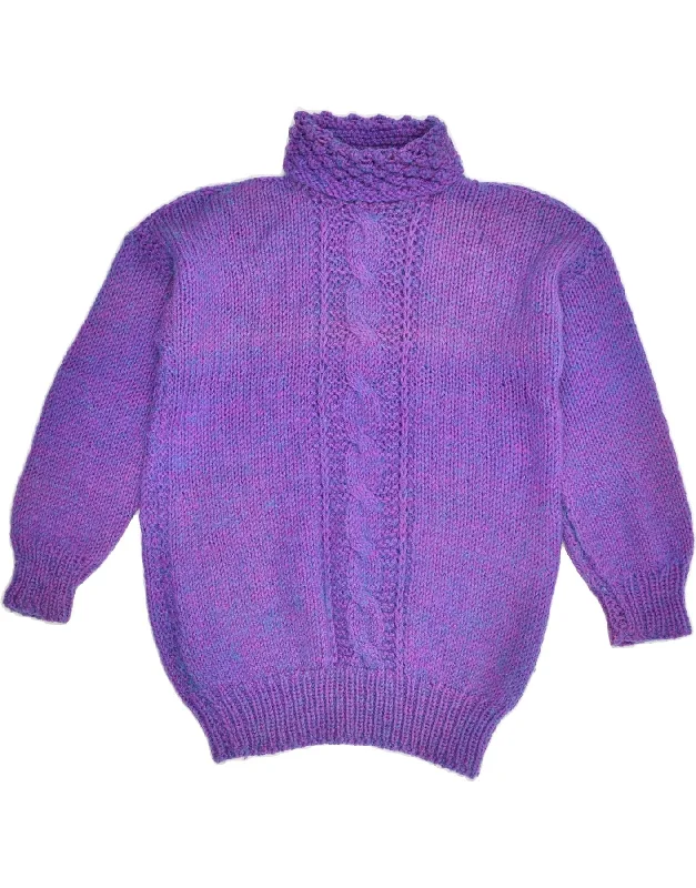 VINTAGE Womens Roll Neck Jumper Sweater UK 12 Medium Purple