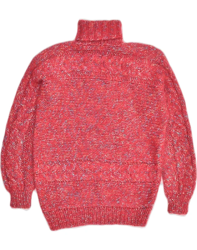 VINTAGE Womens Roll Neck Jumper Sweater UK 16 Large Red Flecked