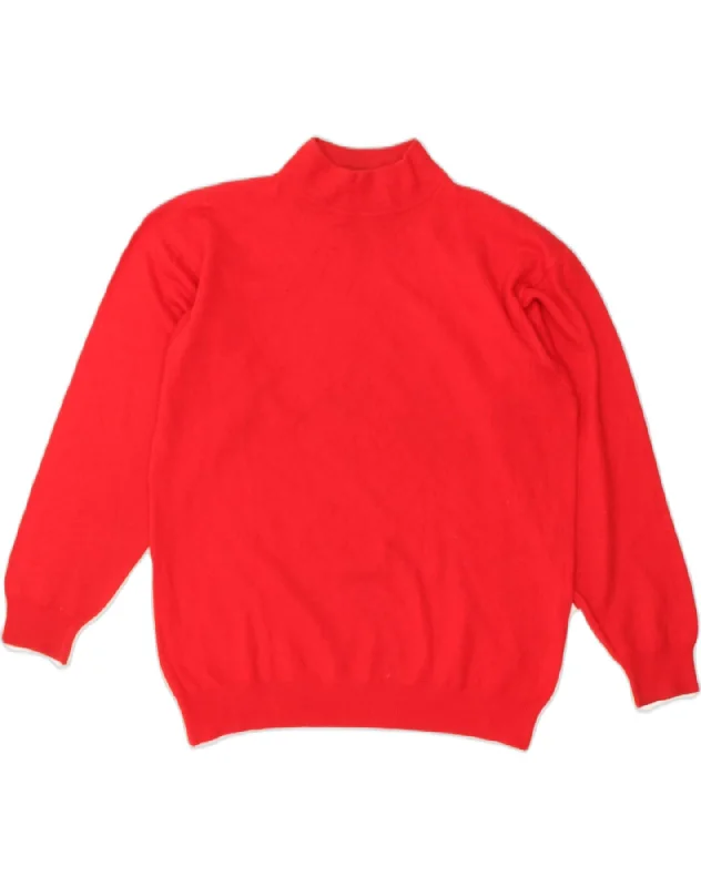 VINTAGE Womens Turtle Neck Jumper Sweater UK 14 Medium Red Plaid Sweater Polka Dot Checkered VINTAGE Womens Turtle Neck Jumper Sweater UK 14 Medium Red Plaid Sweater Polka Dot Checkered