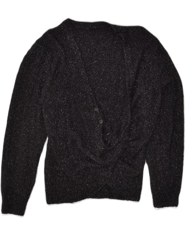 VINTAGE Womens V-Neck Jumper Sweater UK 16 Large Black Flecked