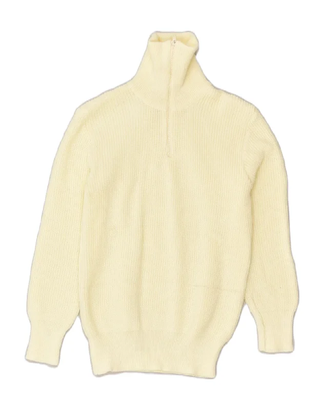 VINTAGE Womens Zip Neck Jumper Sweater UK 14 Medium Yellow Acrylic Nylon Fabric Polyester Fabric Spandex Fabric VINTAGE Womens Zip Neck Jumper Sweater UK 14 Medium Yellow Acrylic Nylon Fabric Polyester Fabric Spandex Fabric