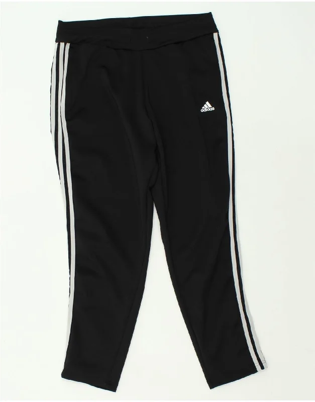 ADIDAS Womens Aeroready Tracksuit Trousers UK 12/14 Medium Black Polyester Trousers Denim Distressed