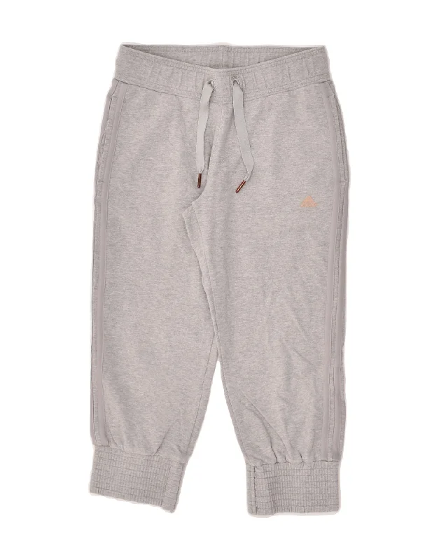ADIDAS Womens Capri Tracksuit Trousers Joggers UK 10 Small  Grey Cotton Trousers Low Rise Relaxed