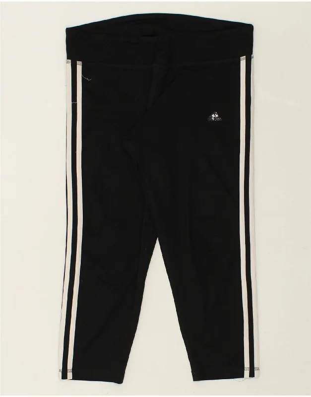 ADIDAS Womens Capri Tracksuit Trousers UK 12/14 Medium  Black Polyester