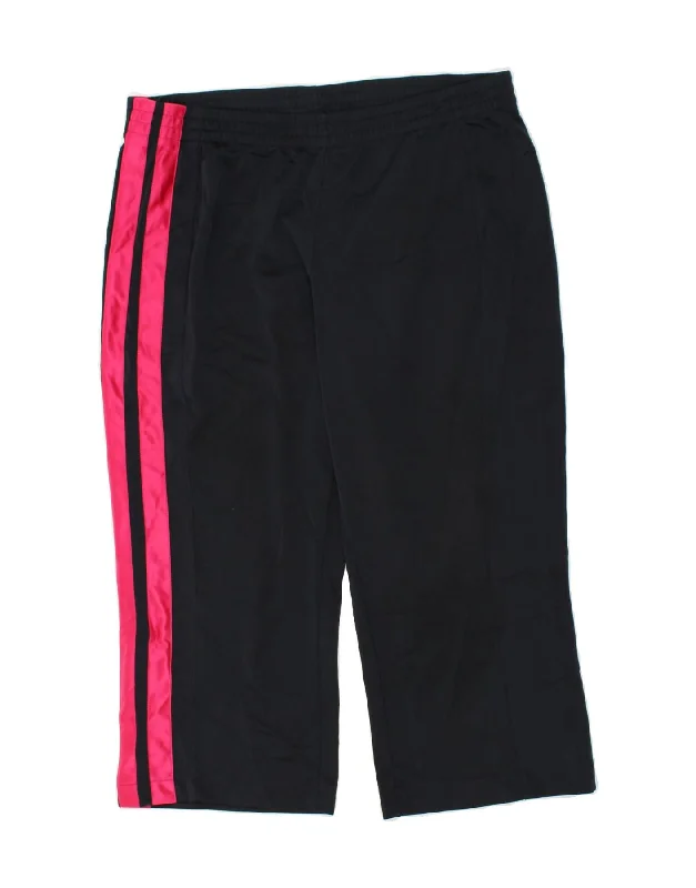 ADIDAS Womens Capri Tracksuit Trousers UK 16 Large Black Colourblock