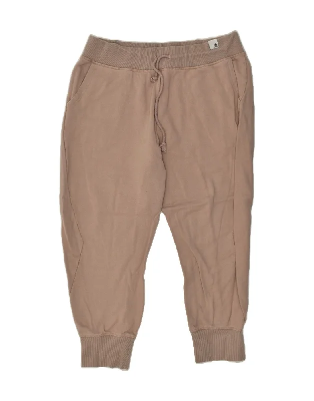 ADIDAS Womens Capri Tracksuit Trousers UK 18 XL Brown Cotton Trousers Cargo Utility