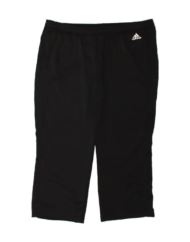 ADIDAS Womens Capri Tracksuit Trousers UK 24/26 2XL Black Polyester