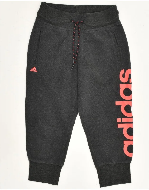 ADIDAS Womens Graphic Capri Tracksuit Trousers Joggers UK 0/2 2XS Grey Trousers Winter Warm