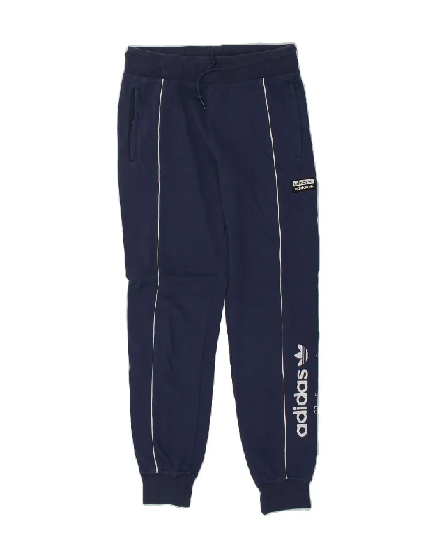 ADIDAS Womens Graphic Tracksuit Trousers Joggers UK 12 Medium  Navy Blue