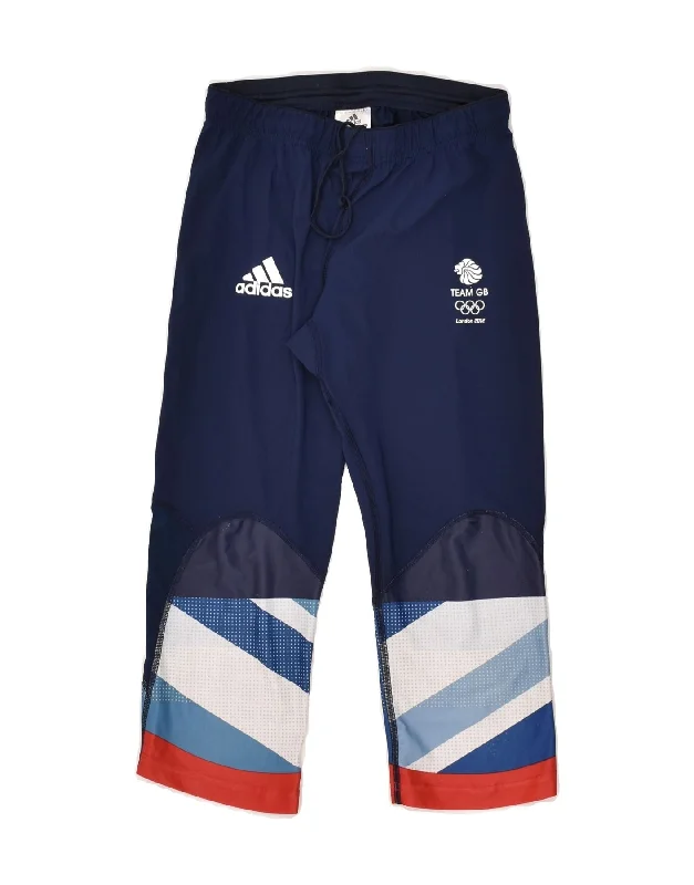 ADIDAS Womens Graphic Tracksuit Trousers UK 14 Medium Navy Blue