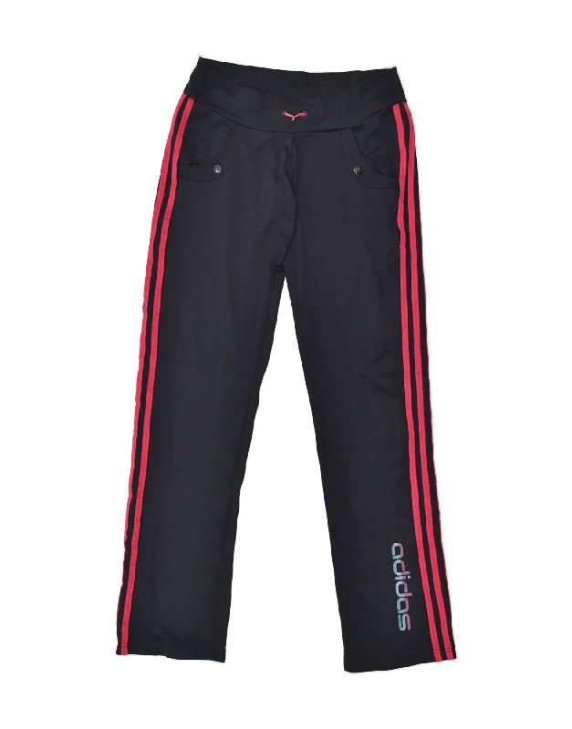 ADIDAS Womens Graphic Tracksuit Trousers UK 18 XL Navy Blue Polyester