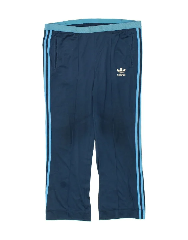 ADIDAS Womens Tracksuit Trousers EU 42 Large Blue Polyester Trousers Tapered Slim Fit
