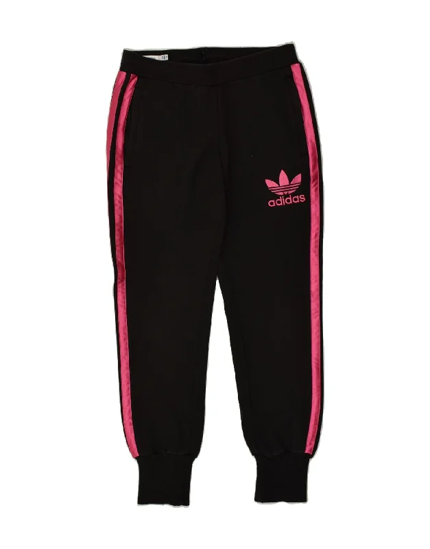 ADIDAS Womens Tracksuit Trousers Joggers EU 34 Small Black Cotton