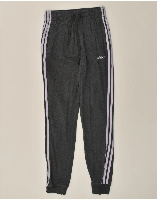 ADIDAS Womens Tracksuit Trousers Joggers Size 4/6 XS Grey Cotton Trousers Denim Blue