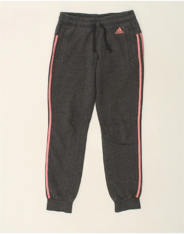 ADIDAS Womens Tracksuit Trousers Joggers UK 10 Small Grey Cotton