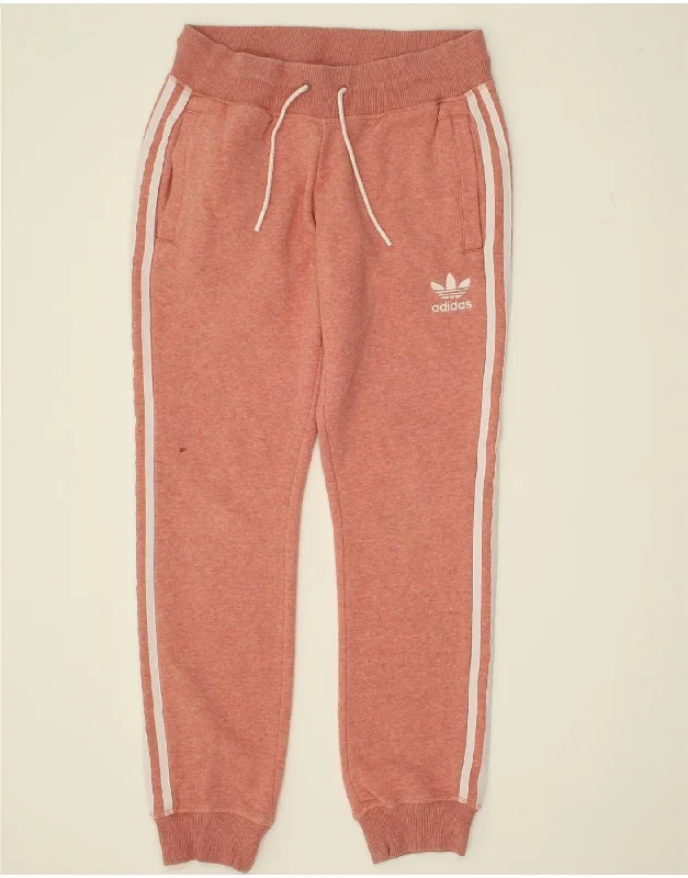 ADIDAS Womens Tracksuit Trousers Joggers UK 10 Small Pink Cotton