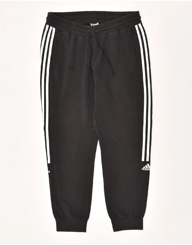 ADIDAS Womens Tracksuit Trousers Joggers UK 12/14 Medium Black Cotton Trousers chic elegant