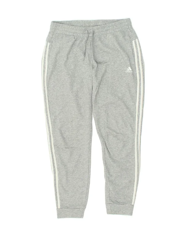 ADIDAS Womens Tracksuit Trousers Joggers UK 12/14 Medium Grey Cotton