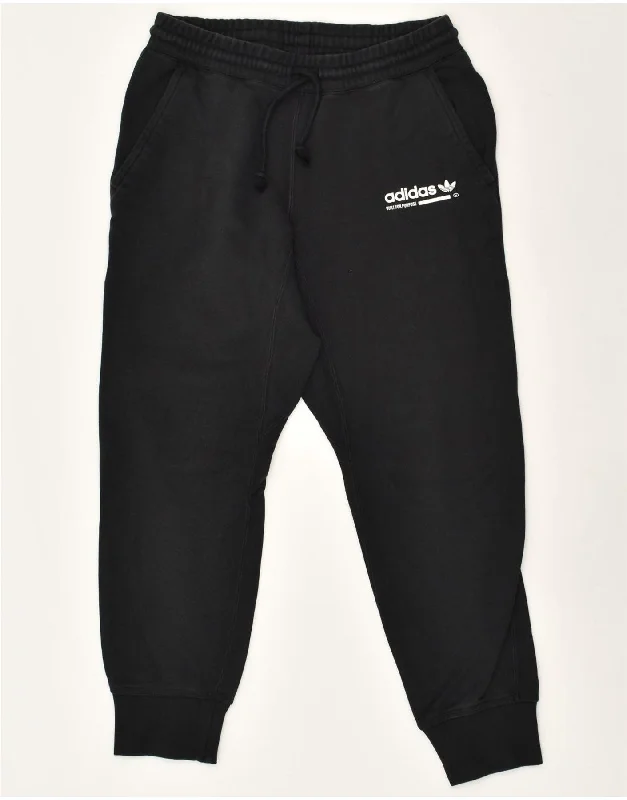 ADIDAS Womens Tracksuit Trousers Joggers UK 14 Medium Black Cotton Trousers Corduroy Warm