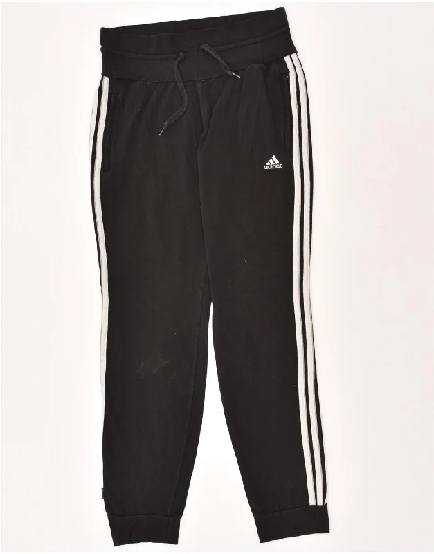 ADIDAS Womens Tracksuit Trousers Joggers UK 14 Medium Black Cotton Trousers Designer Luxury