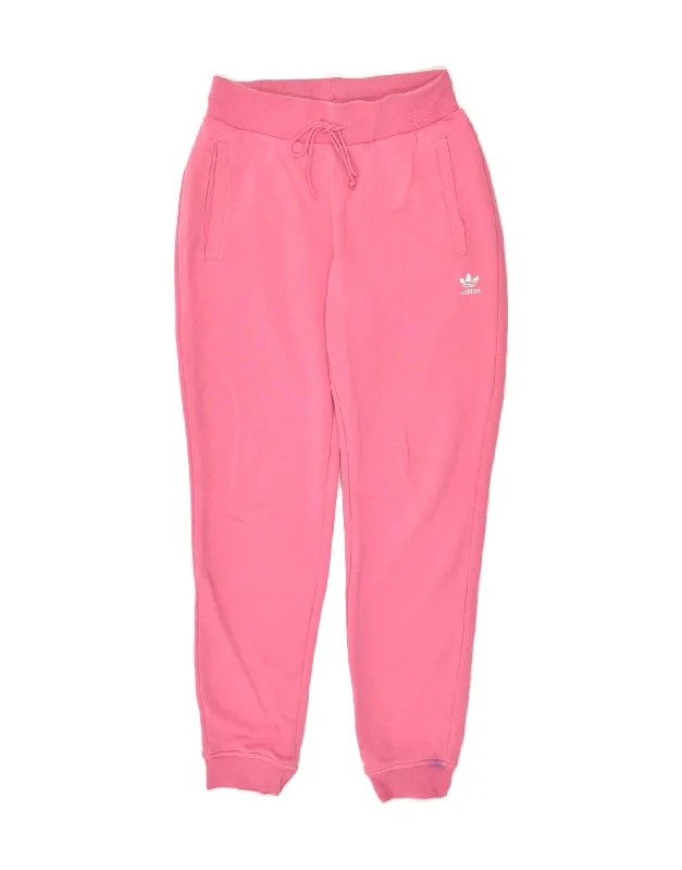 ADIDAS Womens Tracksuit Trousers Joggers UK 6 Small Pink Cotton