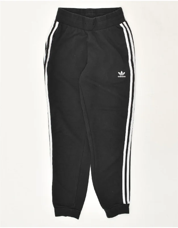 ADIDAS Womens Tracksuit Trousers Joggers UK 6 XS Black Cotton Trousers Seasonal Trendy
