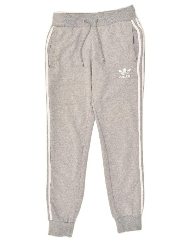 ADIDAS Womens Tracksuit Trousers Joggers UK 6 XS Grey Cotton Trousers chic elegant